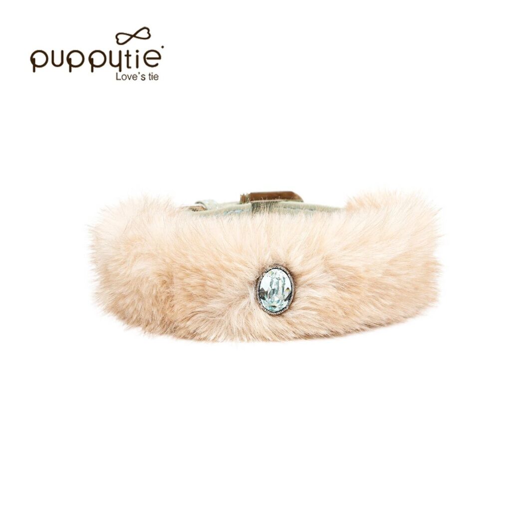 Rhinestone Plush Dog Collar — Velvet Diamond Pet Collar for Small Breeds, Glamour Occasion Accessory